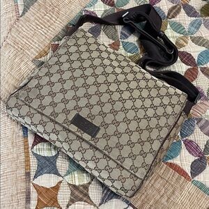 Gucci Beige and Brown Monogram Shoulder Bag